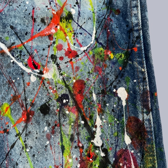 Hand Painted Vintage Jeans - Abstract Splatter Design - Picture 3 of 11